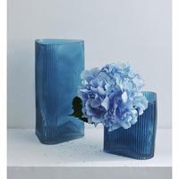Vase en verre vert bleu minimaliste moderne nordique, créatif, géométrique, à rayures verticales, triangle, jet d'encre, pour arrangement floral