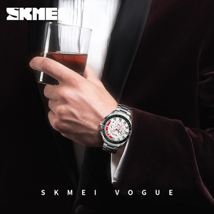 SKMEI – montre chronographe de sport pour hommes, tachymètre, montre-bracelet en acier inoxydable, cadran multifonction avec date, étanche 30M - Product Image 2