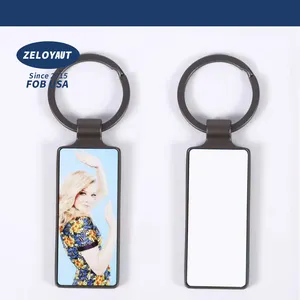 Zeloyuat bán buôn thăng hoa Keychain khoảng trống cho trang trí quan trọng, Tùy chỉnh hình chữ nhật kim loại Keychain cho Báo Chí nhiệt