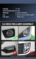 SANVI NEW F32 Phare antibrouillard LED double directe de 3 pouces 40W 60W 5500K IP67 pour mise à niveau et rétrofit de voitures Honda