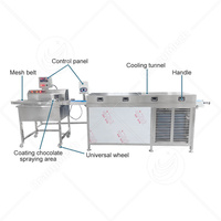 Machine à enrober au chocolat composé, ligne de glaçage au chocolat pour petits gâteaux avec tunnel de refroidissement