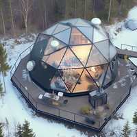 Dôme Mini Maison Géo Hiver Verre Noir Tente Serre 9 Diamètre Hôtel Forme Chambre Greenhause Tentes Blanches