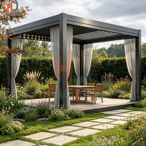 Pavillon moderne en aluminium à persiennes de la marque HJ, résistant au vent et à la neige, abri isolé avec structure thermolaquée pour jardin privé ou <span class=keywords><strong>restaurant</strong></span> - Product Image 4