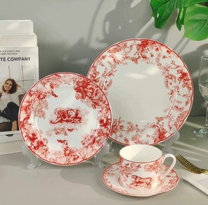 Services de table de luxe haut de gamme, assiettes rondes en porcelaine fine (bone china) de 8 à 10 pouces et tasses rondes pour la maison et la restauration - Product Image 1