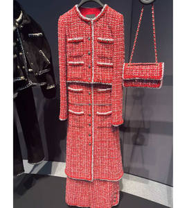 Completo Natalizio di Lusso per Donna, Pantaloni in <span class=keywords><strong>Tweed</strong></span> di Cotone, <span class=keywords><strong>Giacca</strong></span> in <span class=keywords><strong>Tweed</strong></span>, Gonne, Set di Pantaloni, Completi in Lana <span class=keywords><strong>Tweed</strong></span>, <span class=keywords><strong>Giacca</strong></span> e Pantaloni, Set di 3 Pezzi - Product Image 1