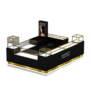 Display Cabinet Modern Mall Kiosk Design Glass Perfume Display Cabinet With LED Light Luxury Mall Perfume Kiosk