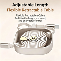 Nouveau design, câble de charge rapide rétractable USB-C vers Type-C 2 en 1 avec câble de charge sans fil pour montre, pour téléphone portable/tablette/pad