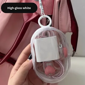 Transparente portátil Mini On-the-Go auricular Cable DE DATOS caja de almacenamiento cargador figurita bolsa de almacenamiento plástico lápiz labial máscaras faciales - Product Image 5