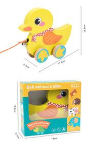 CPC CE Montessori mainan mobil Trailer hewan kartun, pendidikan awal tali tarik tangan dorong Jalan tarik - Product Image 6