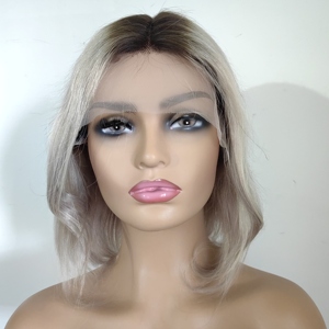Ombe 13*4 Perruques Lace Front Wig cheveux humains brésiliens vierges à bout épais personnalisé coloré repose-racine <span class=keywords><strong>blond</strong></span> glacé - Product Image 2
