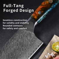 Couteau de cuisine en acier véritable damas japonais VG10 de 7 à 8 pouces, manche en résine durable et tranchant forgé à 67 couches pour bouchers