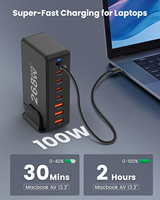Cargador GaN de 268W con 8 Puertos USB C, Estación de Carga Rápida, Adaptador de Escritorio PD 3.0 QC 3.0 para Laptop y PC