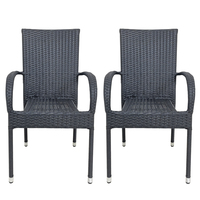 Chaise d'extérieur empilable en rotin PE, chaise de salle à manger de jardin en rotin PE tressé, chaise à accoudoirs pour patio, vente chaude en usine