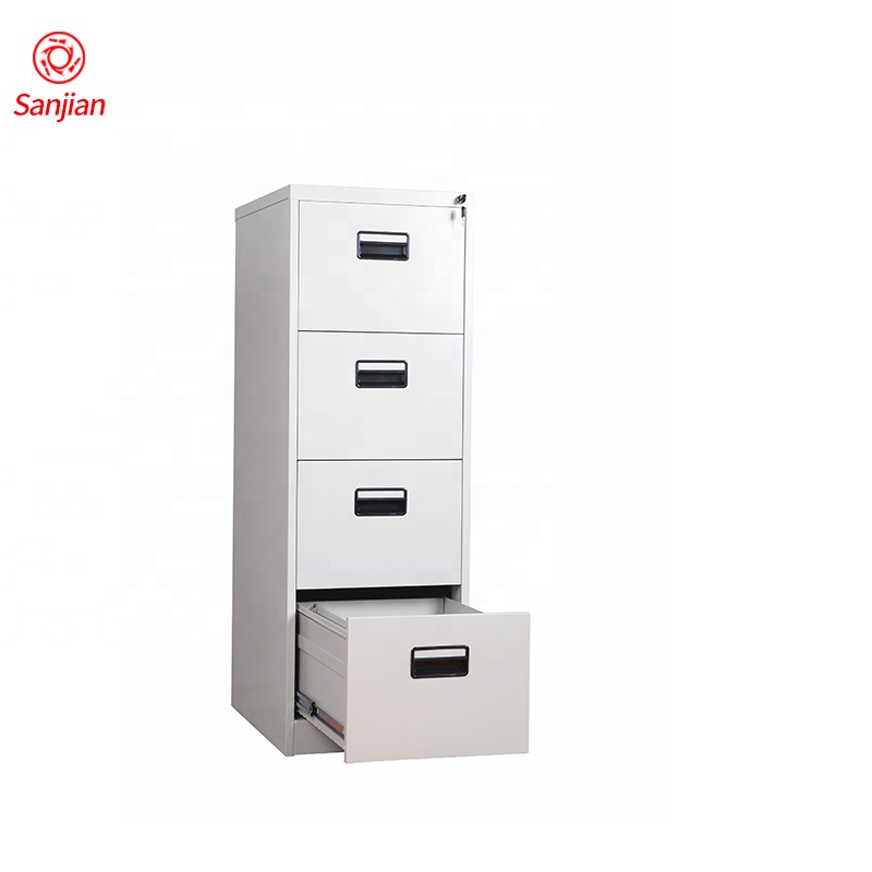 Sanjian KD structure customized metal handle grey office A4 documents storage vertical 4 drawer steel filing cabinet