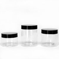 Échantillons gratuits de prix inférieur transparent de 20g 50g 100g 200g, bocaux en plastique noir avec couvercle à vis en PP pour aliments en PET