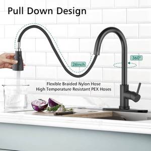 Robinet de cuisine extractible en acier inoxydable 304, mitigeur d'évier à poignée unique, sans plomb, certifié UPC - Product Image 5