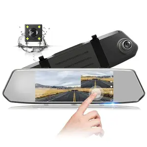 摄像机7英寸触摸屏双镜头仪表盘凸轮H.264后视镜1080p手动汽车摄像机高清数字录像机CR56