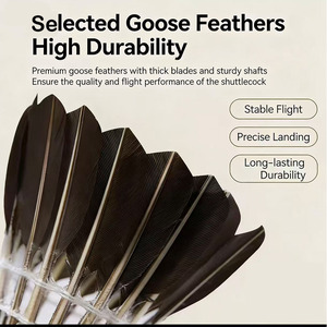Venta Directa de Fábrica de Bádminton, Volantes Recreativos de Plumas de Pato Negros, Económicos, Duraderos, para Estudiantes, Paquete de 12, China - Product Image 4
