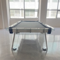 Table de billard moderne avec pieds en verre trempé, plateau en ardoise, trous de récupération, couleur de feutre personnalisable, pour salle de jeux intérieure de luxe