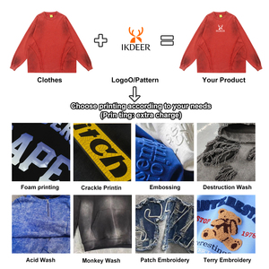 Sudadera Roja Oversize con Cuello Redondo y Lavado Ácido para <span class=keywords><strong>Hombre</strong></span>, con Logotipo Personalizable - Ropa Casual Urbana de Corte Holgado - Product Image 5