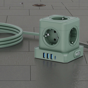 ปลั๊กไฟป้องกันไฟกระชากแบบ 5 ช่องเสียบ OEM/ODM เยอรมัน เกาหลี พร้อมพอร์ต USB 3 ช่อง และพอร์ต Type C 1 ช่อง สายยาว 1.5 เมตร มาตรฐาน EU สำหรับใช้ในสำนักงาน - Product Image 1