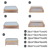 Plateau miroir en métal européen, support à gâteaux et desserts, présentoir de table en cristal pour buffet, décoration de mariage et événements