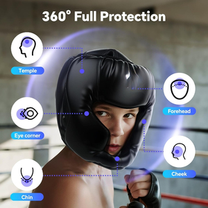 Venta al por mayor Sanda Head Guard Boxeo Casco Ajustable Casco de Boxeo para Entrenamiento Kick Boxing Casco - Product Image 3