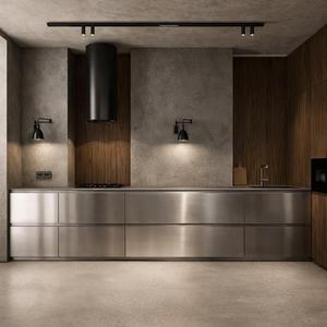 <span class=keywords><strong>Isola</strong></span> <span class=keywords><strong>Cucina</strong></span> Moderna di Lusso in Lega di Alluminio, Arredamento Completo con Pannelli in Marmo e Melammina, Mobile a Parete - Product Image 1