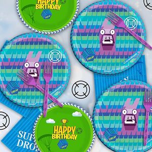 DAMAI - Juego de Vajilla Desechable para Fiestas de Videojuegos con Diseño de Llama, Incluye Platos, Tenedores y Servilletas, Decoraciones para Baby Shower y Cumpleaños - Product Image 3