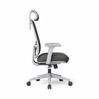 Chaise de bureau ergonomique moderne grise, réglable en hauteur, avec support lombaire et accoudoirs fixes, pour une utilisation dans les bureaux