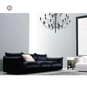 TT OEM & ODM heiße Verkaufs fabrik Großhandel Luxus italienischen Stil 3 Sitzer minimalist ische schwarze Couch Wohnzimmer Sofas