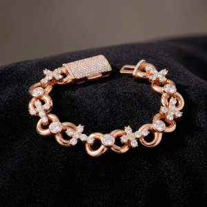 Bracelet à maillons cubains en moissanite plaqué or rose KIVORA, bijoux en argent S925 pour hommes et femmes, best-seller - Product Image 1