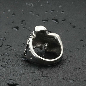 European American Style Titanium Steel <b>Skull</b> <b>Ring</b> Men's Punk Retro Fashion Jewelry Silver 260105 - Product Image 4