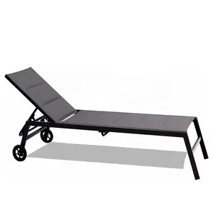 Chaise réglable en aluminium rembourrée pour toutes les conditions météorologiques, utilisation en extérieur, Patio, écharpe, Chaise longue inclinable