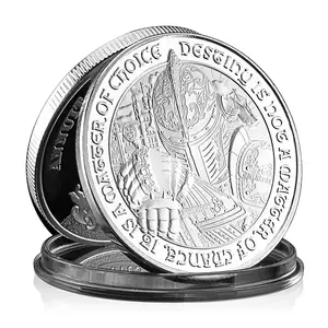 Middle Ages Knight Souvenir Destiny Is Not A Matter Of Chance It Is A Matter Of Choice Eagle Knight Silver Plated Coin