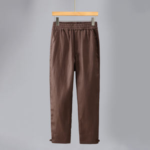 <span class=keywords><strong>Pantalon</strong></span> décontracté en lin pour hommes Style chinois léger <span class=keywords><strong>taille</strong></span> élastique <span class=keywords><strong>pantalon</strong></span> long jambe droite ample confortable respirant <span class=keywords><strong>grande</strong></span> <span class=keywords><strong>taille</strong></span> - Product Image 5
