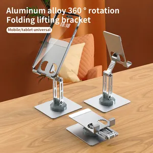 New Arrivals Universal Desktop Foldable Phone Aluminum Mobile Phone Holder Portable Rotating Desktop Metal Phone Stand