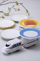 Plateau de service à sushis en mélamine, durable, rond, 15 cm, double couleur, en plastique, pour convoyeur