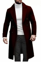 Nouveau Manteau Long en Laine pour Homme 2025 – Col Revers, Couleur Unie, Épais et Chaud, Style Décontracté et Habillé