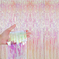 Qianshun 1*2 M Rideau de fête intérieur imperméable en paillettes brillantes arc-en-ciel, franges en tinsel, pour décorations de remise de diplômes