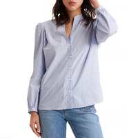 Chemise boutonnée rayée en coton à manches longues personnalisée femmes 2023 chemise à carreaux formelle pour femmes chemises pour dames chemisiers hauts pour femmes