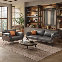 Ensemble de canapés de bureau en cuir de style nordique européen moderne, design modulaire, hôtels, bureaux à domicile