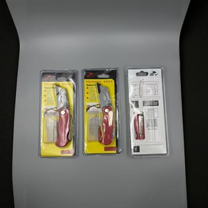 Folding Utility Knife Red Stainless Steel Blade Quick Change Portable Office Tool Set - Product Image 1