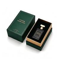 Boîte à parfum de luxe vert forêt, personnalisée avec logo en feuille d'or, insert en mousse de velours, emballage rigide en papier, boîte cadeau pour coffret de parfum