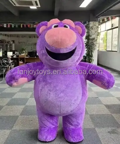 Disfraz de Mascota de oso de fresa púrpura personalizado, disfraz de oso de peluche inflable bonito para adultos para eventos de Carnaval