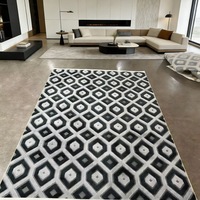 Tapis décoratif en polyester pelucheux, style moderne, fabriqué à la machine, lavable, antidérapant, épais, doux et durable pour salon
