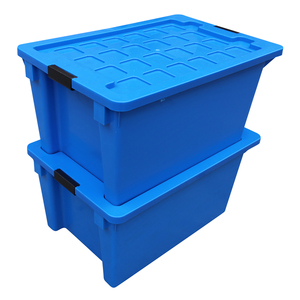 QS 600*400*300mm Square Plastic Moving Crate Plastic Nestable and Stackable Tub with Lids