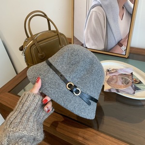 Cappello <span class=keywords><strong>da</strong></span> <span class=keywords><strong>pescatore</strong></span> <span class=keywords><strong>da</strong></span> donna in poliestere con fibbia, stile giapponese, semplice, invernale, con tesa piccola, a corona rotonda, che snellisce il viso - Product Image 4