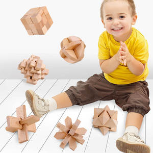 <span class=keywords><strong>Casse</strong></span>-tête classique <span class=keywords><strong>en</strong></span> bois pour enfants <span class=keywords><strong>3D</strong></span> Puzzle déverrouiller jouet Montessori jouets éducatifs de décompression pour enfants et adultes - Product Image 4