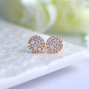 Boucles d'oreilles clous tendance en or massif 14 carats et or rose, serties de diamants, faites à la main, pour femme, idéales pour les fêtes, le quotidien ou comme cadeau d'anniversaire - Product Image 6